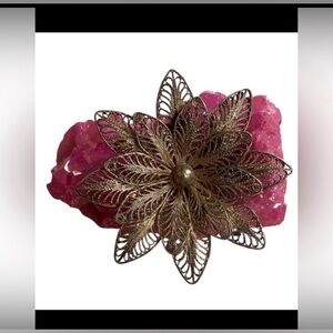 Vintage Silver Filigree Flower Brooch #6620